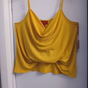 New! Jennifer Lopez Yellow Draped Front Camisole With Adjustable Straps